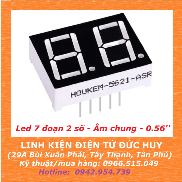 Led 7 đoạn 2 số - Âm chung - 0.56''