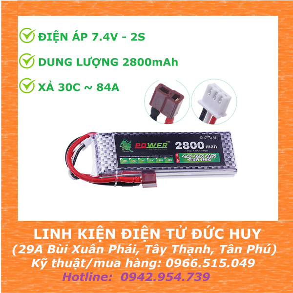 PIN LIPO 2S 7.4V 2800MAH, XẢ 30C