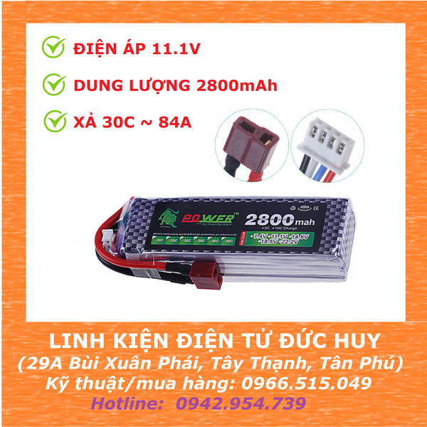 PIN LIPO 3S 11.1V 2800maH, XẢ 30C