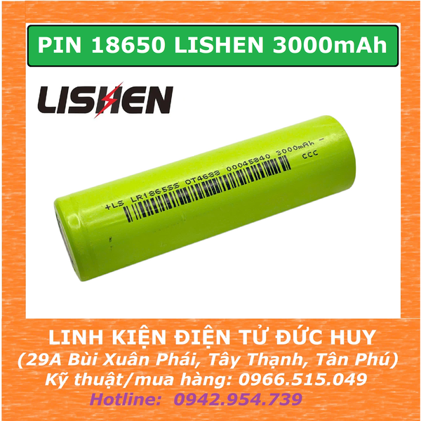 PIN SẠC 18650 3.7V LISHEN LR1865SS 2600mah 3000mAh