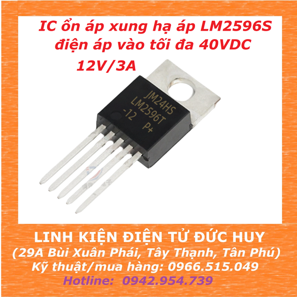 IC ổn áp xung hạ áp LM2596S 12V, 3A, chân cắm TO-220