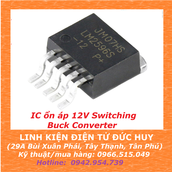 LM2596S 12 switching buck converter TO-263 (HẠ ÁP RA 12V, DÒNG 3A)