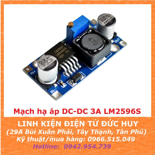 LM2596S HẠ ÁP DC-DC 3Ampe 75W, không led hiển thị