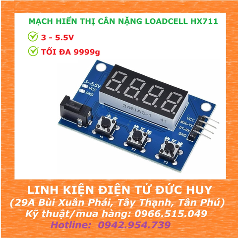MẠCH HIỂN THỊ SỐ CÂN NẶNG LOADCELL HX711 (HIỂN THỊ CÂN NẶNG)