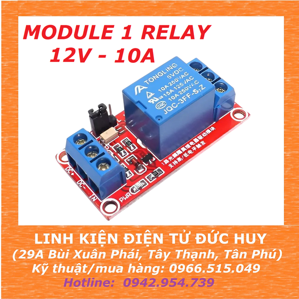 Module 1 kênh relay 12V 10A có jumper High/Low opto cách ly