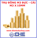 Trụ đồng M3, đực-cái (1 đầu đực, 1 đầu cái), dài 10mm