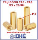 Trụ đồng M3, cái - cái (2 đầu cái), dài 20mm