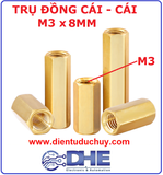 Trụ đồng M3, cái - cái (2 đầu cái), dài 8mm