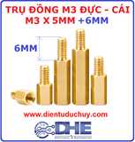 Trụ đồng M3, đực-cái (1 đầu đực, 1 đầu cái), dài 5mm