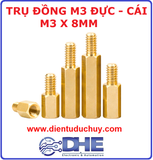 Trụ đồng M3, đực-cái (1 đầu đực, 1 đầu cái), dài 8mm