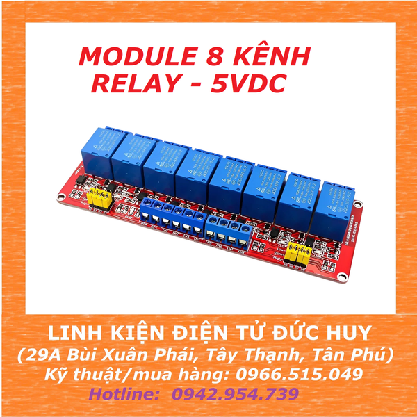 Module 8 relay 5V 10A có jumper kích High/Low trigger opto cách ly