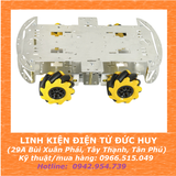 Bộ xe robot 4 bánh 2 tầng, khung kim loại, bánh xe mecanum 60mm