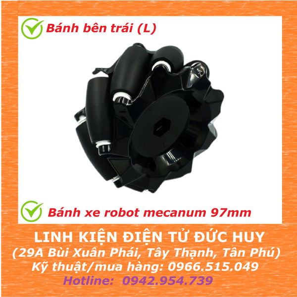 Bánh xe robot mecanum dò line, tự hành 97mm