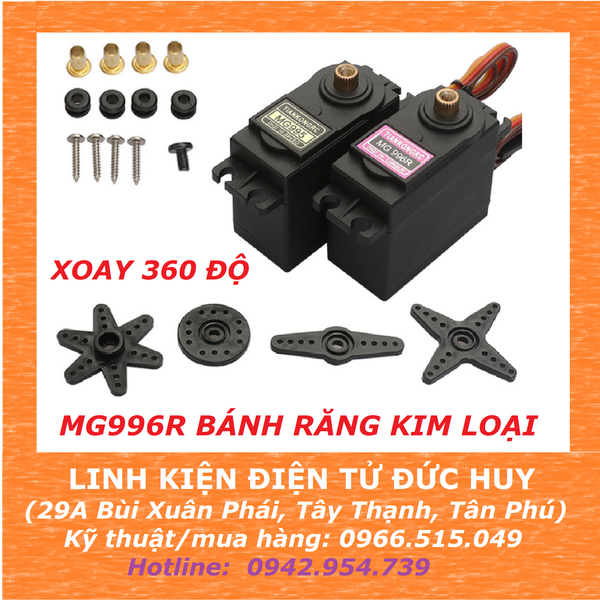SERVO MG996R 360 ĐỘ, BÁNH RĂNG BÁN KIM LOẠI