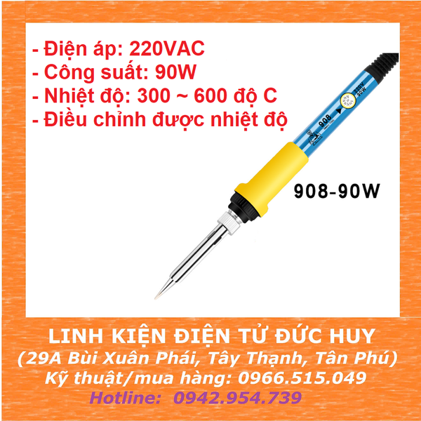 Mỏ hàn thiếc mỏ hàn chì 90W, điều chỉnh được nhiệt độ, 220VAC