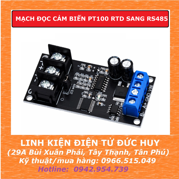 MẠCH ĐỌC CẢM BIẾN PT100 RTD SANG MODBUS RTU RS485