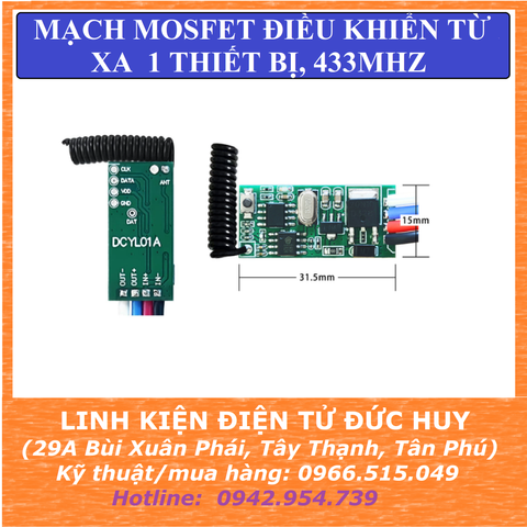 MẠCH MOSFET ĐIỀU KHIỂN TỪ XA 1 THIẾT BỊ, HỌC LỆNH, 433MHZ, 5~24VDC