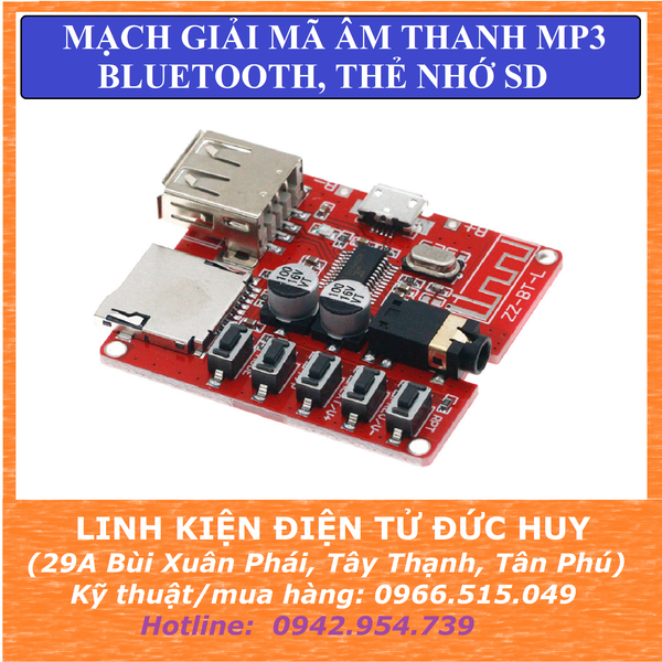 XY BTL MẠCH GIẢI MÃ BLUETOOTH 4.1 MP3 HÕ TRỢ USB , THẺ NHỚ