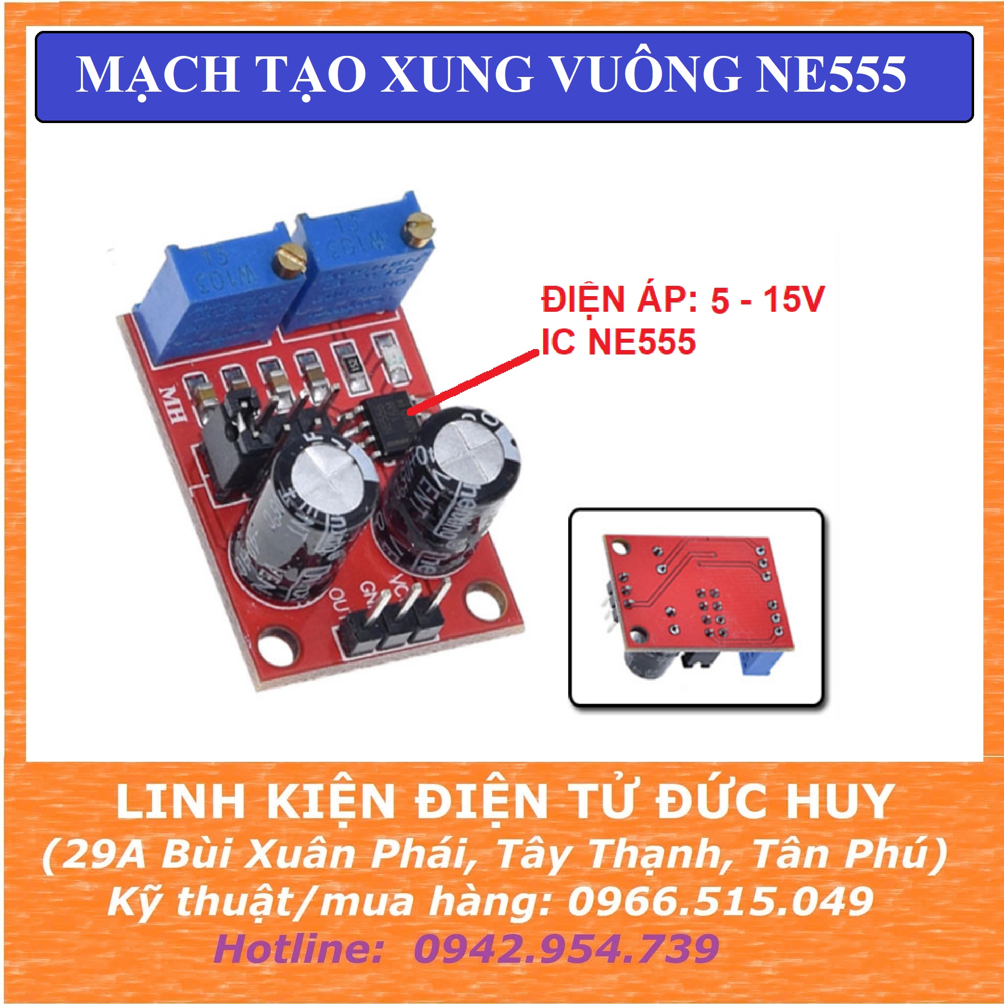 Mạch Tạo Xung Vuông NE555, ngõ ra trigger, ứng dụng PWM. – LINH