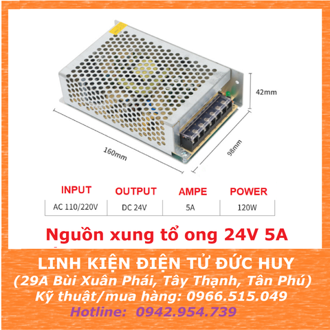 Nguồn xung tổ ong AC220V 24VDC 5A 120W