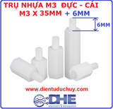 Trụ nhựa M3, đực - cái (1 đầu đực, 1 đầu cái), dài 35mm