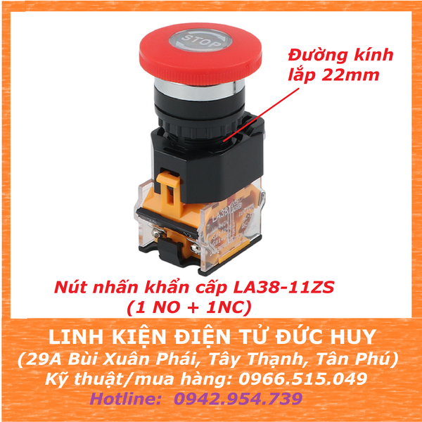 NÚT NHẤN KHẨN CẤP LA38-11ZS (1NO + 1NC), Ø22mm