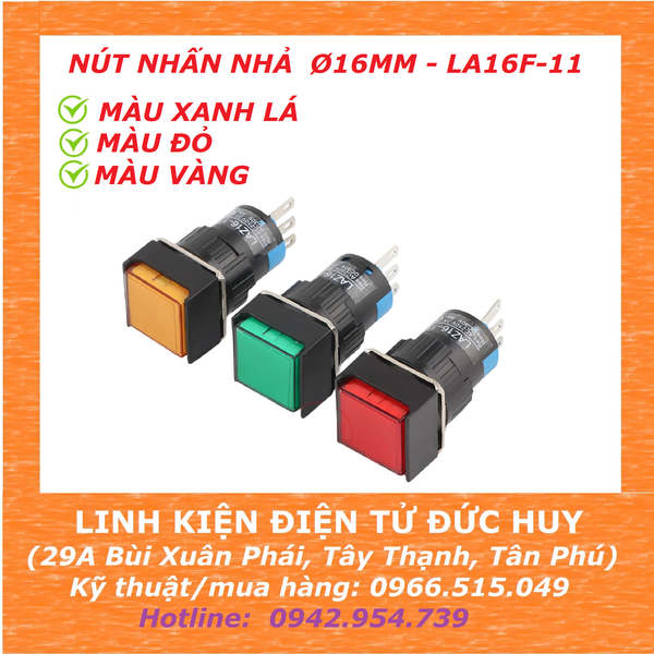 NÚT NHẤN NHẢ 16MM, LA16F-11, Đỏ Vàng Xanh lá