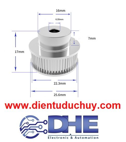 Puley GT2 - 36 răng - Φ26mm - Trục 6.35mm