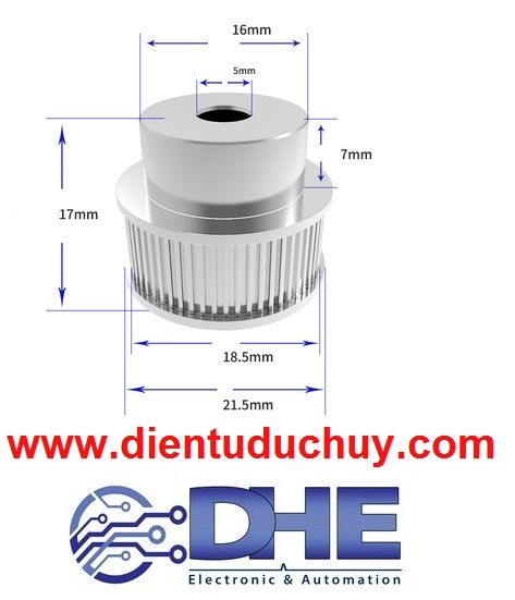 Puley GT2 - 30 răng - Φ22mm - Trục 5mm