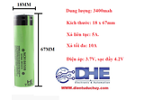 1 PIN SẠC 18650 PANASONIC ĐẦU LỒI NHẬP KHẨU CHẤT LƯỢNG CAO - DUNG LƯỢNG 100% ĐỦ 3400maH - 3.7V - DÒNG XẢ LIÊN TỤC 5A