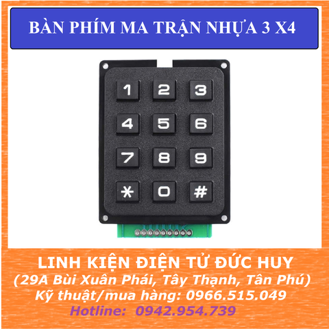 BÀN PHÍM MA TRẬN NHỰA CỨNG 12 PHÍM - 3 X 4
