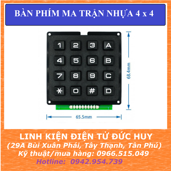 BÀN PHÍM MA TRẬN NHỰA CỨNG 16 PHÍM 4X4