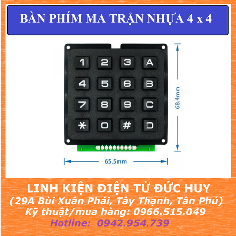 BÀN PHÍM MA TRẬN NHỰA CỨNG 16 PHÍM 4X4