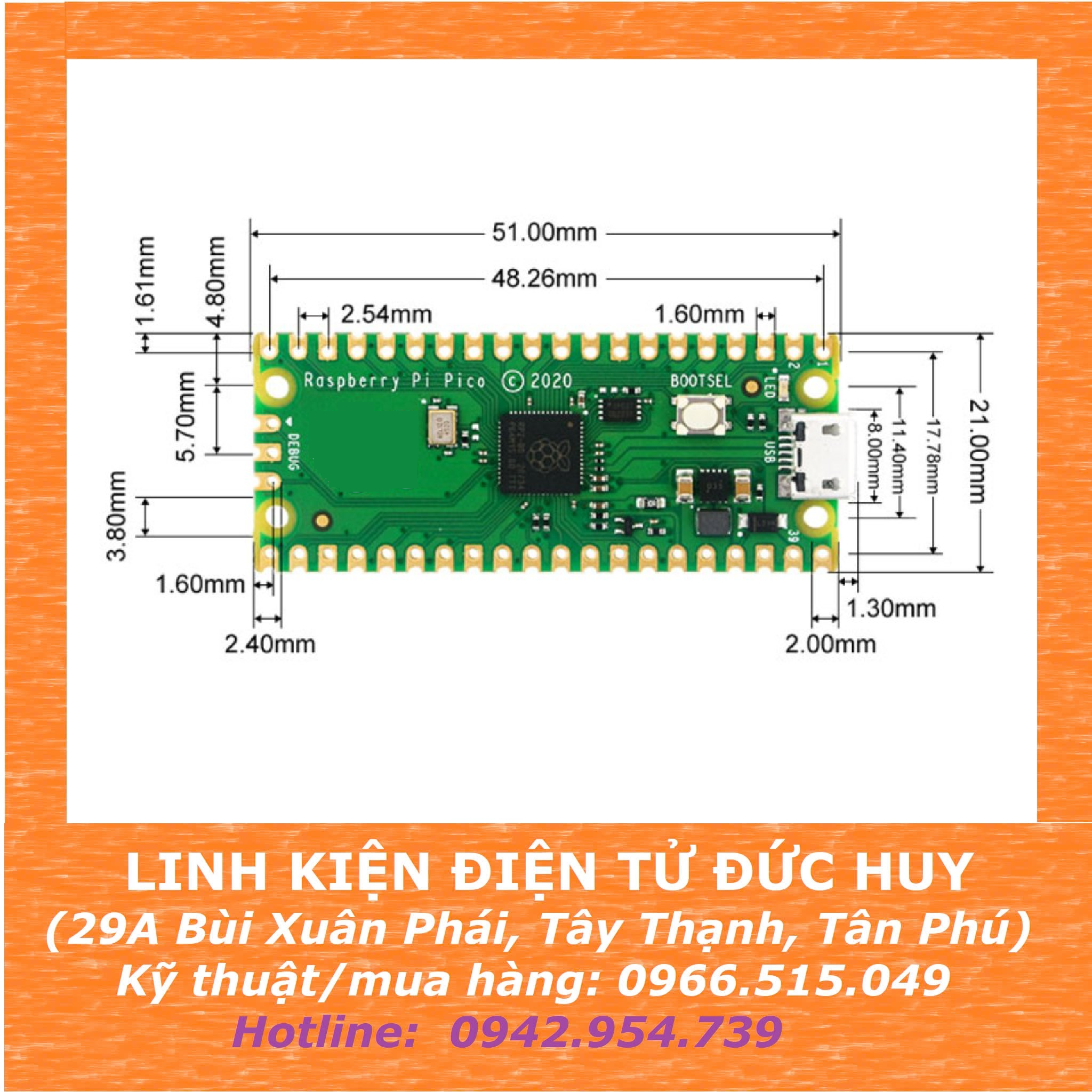 Mạch Raspberry Pi MẠCH RASPBERRY PI PICO RP2040 (hàn chân sẵn) – LINH KIỆN ĐIỆN TỬ ĐỨC ...