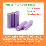 PIN LITHIUM ION 18650 2000MAH, ĐIỆN ÁP 3.7V (SẠC ĐẦY 4.2V), LOẠI ĐẦU BẰNG