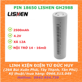 PIN 18650 LISHEN - 2500MAH, ĐIỆN ÁP 3.7V (SẠC ĐẦY 4.2V), DÒNG XẢ TỐI ĐA 5C