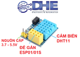DHT11 CẢM BIẾN NHIỆT ĐỘ, ĐỘ ẨM GIAO TIẾP WIFI ESP8266 ESP-01/01S/8285