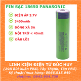 1 PIN SẠC 18650 PANASONIC NHẬP KHẨU CHẤT LƯỢNG CAO ( ĐẦU LỒI ) - DUNG LƯỢNG 100% ĐỦ 3400maH - 3.7V - DÒNG XẢ LIÊN TỤC 5A