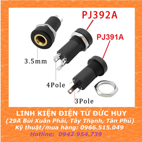 PJ391A PJ392A JACK AUDIO 3.5MM 3 NẤC, 4 NẤC