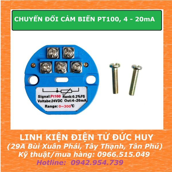 MẠCH CHUYỂN ĐỔI NHIỆT ĐỘ PT100 SANG DÒNG ĐIỆN 4 - 20mA