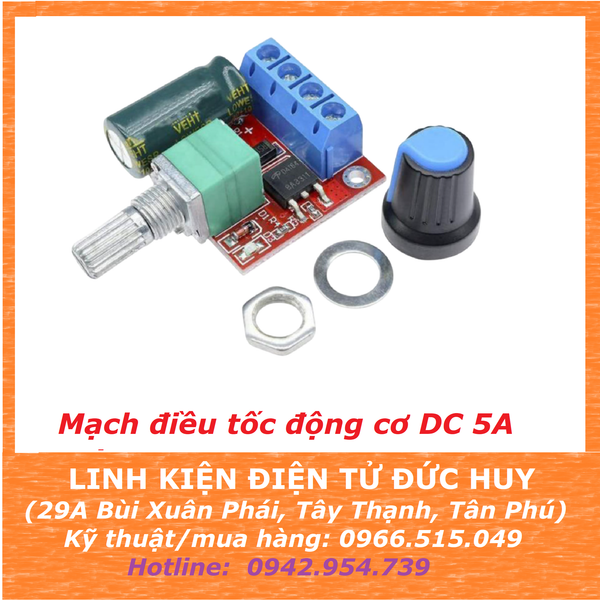 Mạch điều tốc PWM dimmer tốc độ động cơ DC 5A