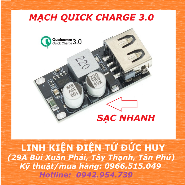 MẠCH HẠ ÁP SẠC NHANH QUICK CHARGE 3.0 USB