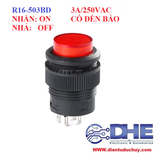 R16-503BD nút nhấn nhả phi 16 - ĐỎ - Có đèn báo