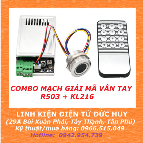 Combo mạch giải mã vân tay và điều khiển thiết bị R503 KL216, có remote cài đặt