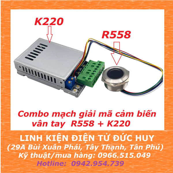 Combo mạch cảm biến và giải mã vân tay R558 với K220