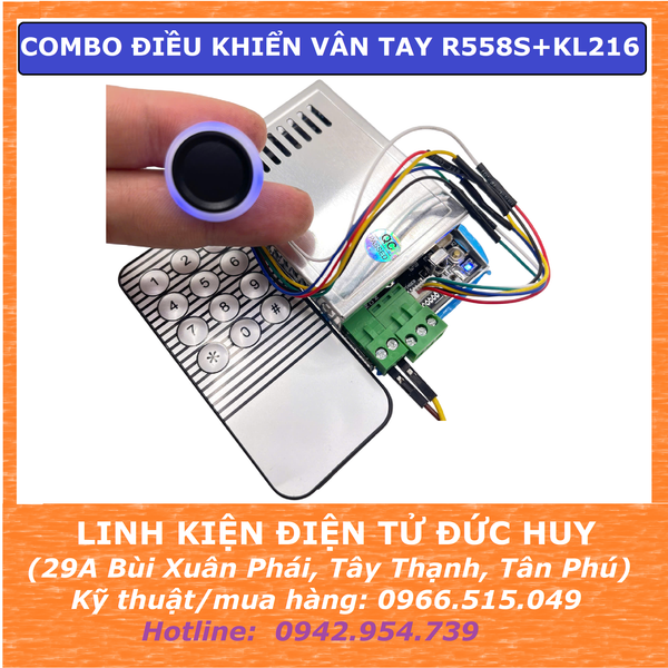 Combo mạch cảm biến và giải mã vân tay R558S với KL216, có remote cài đặt