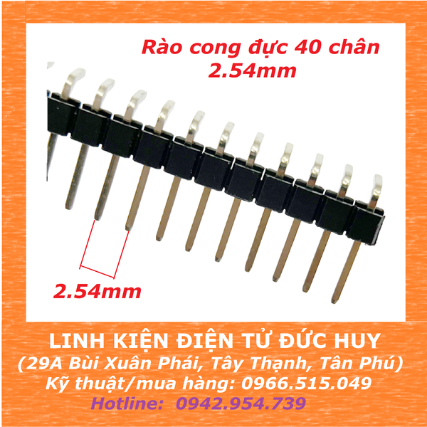 Hàng rào đực cong đơn 40 chân, 2.54mm