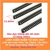 Hàng rào đực thẳng đôi 40 chân, 2.54mm