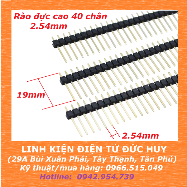 Hàng rào đực cao đơn 40 chân, 2.54mm