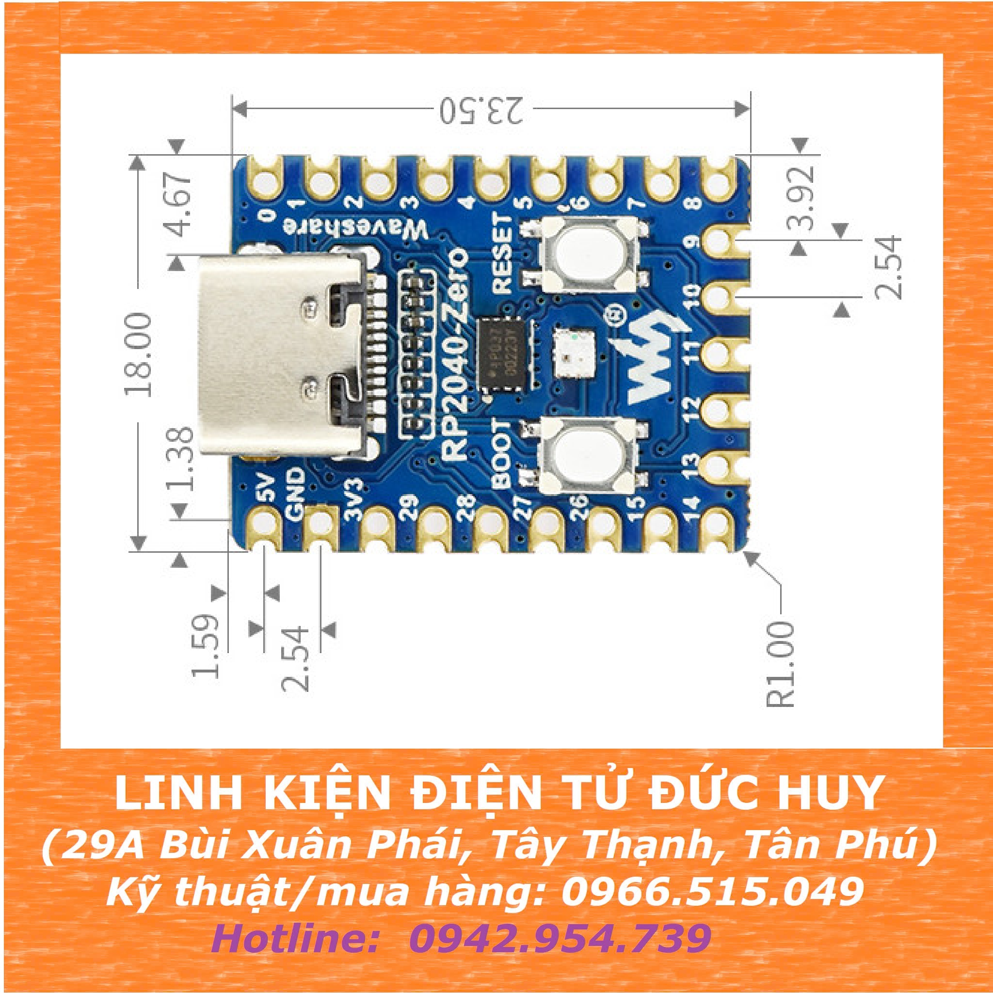 Mạch Raspberry Pi MẠCH RASPBERRY PI RP2040 ZERO – LINH KIỆN ĐIỆN TỬ ĐỨC HUY (29A BÙI XUÂN ...